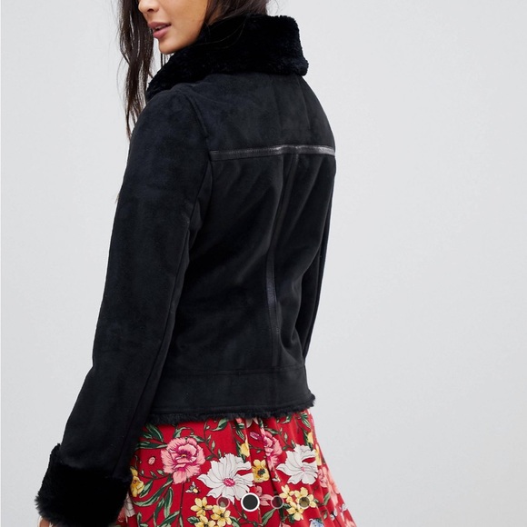 Hollister faux shearling biker jacket - Picture 4 of 11